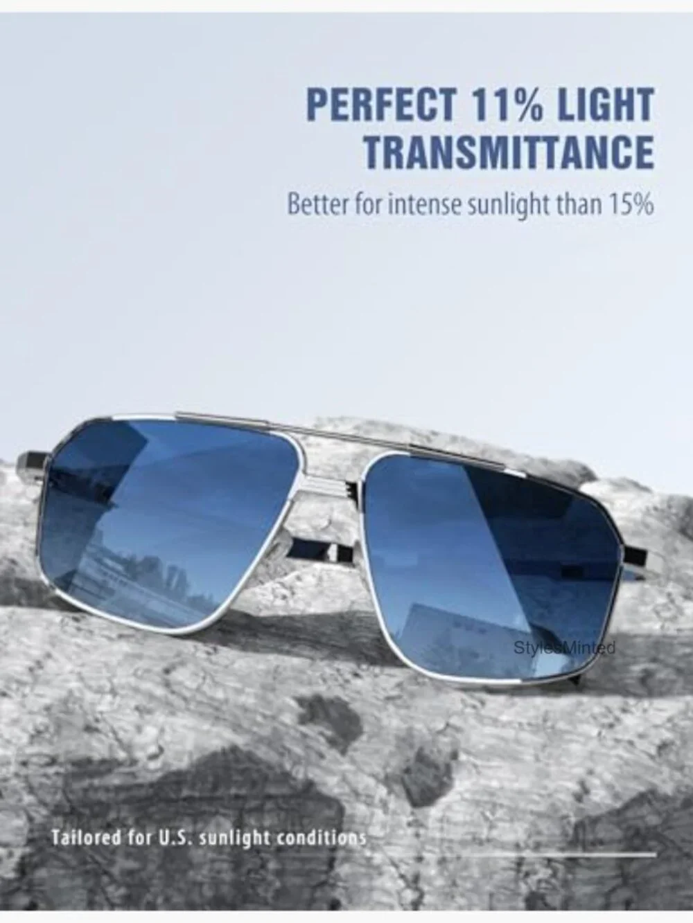 Polarized Square Aviator Sunglasses UV400 Driving Retro 60mm